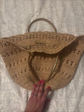 Flora Bella Natural Straw Tote with Gold Handles